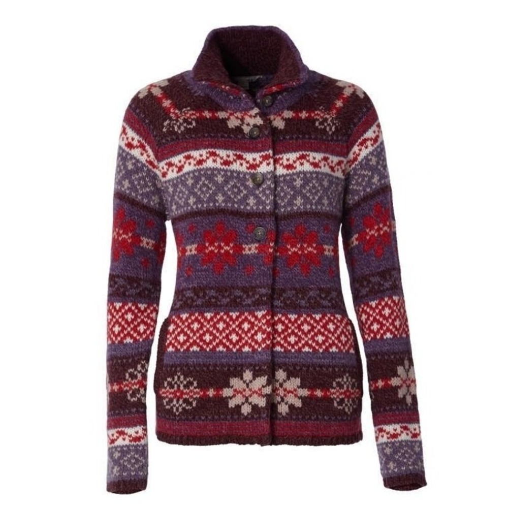 Royal Robbins Mystic Canyon Button Cardigan Fair Isle Sweater Knit Size L